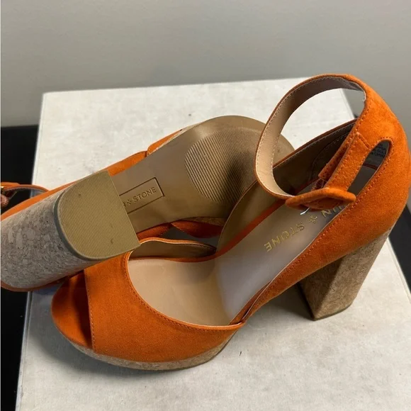 Sun + Stone Orange Platform Shoes with Chunky Heel, Size 7, NWOT - Picture 6 of 9